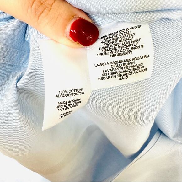 JONES NEW YORK Light Baby Blue Classic Collar Button Down Blouse Shirt Top 0 - Picture 8 of 11